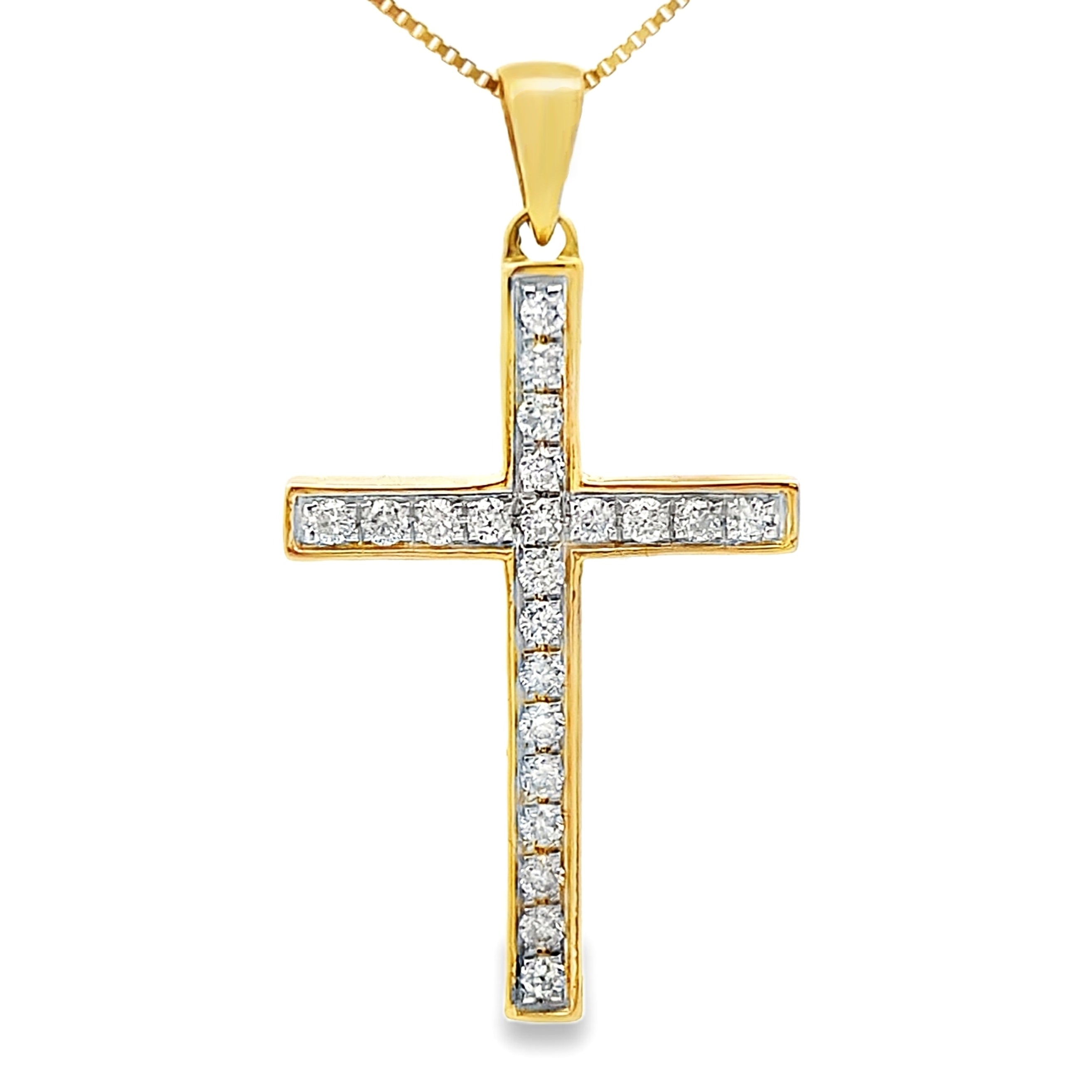 .22ct Diamond Cross Religious Pendant 14KT Yellow Gold by Bids.com