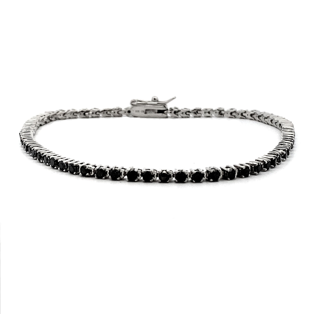 2.27ct Black Diamond Tennis Bracelet Sterling Silver by Bids.com