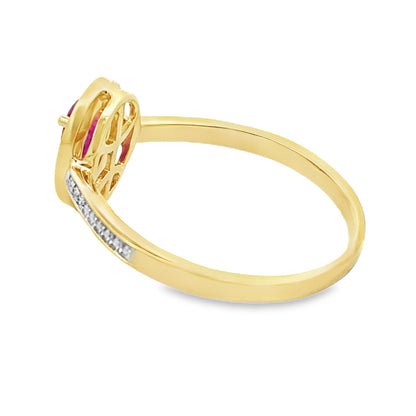 Genuine .54ct Ruby Diamond Ring 10KT Yellow Gold by Bids.com