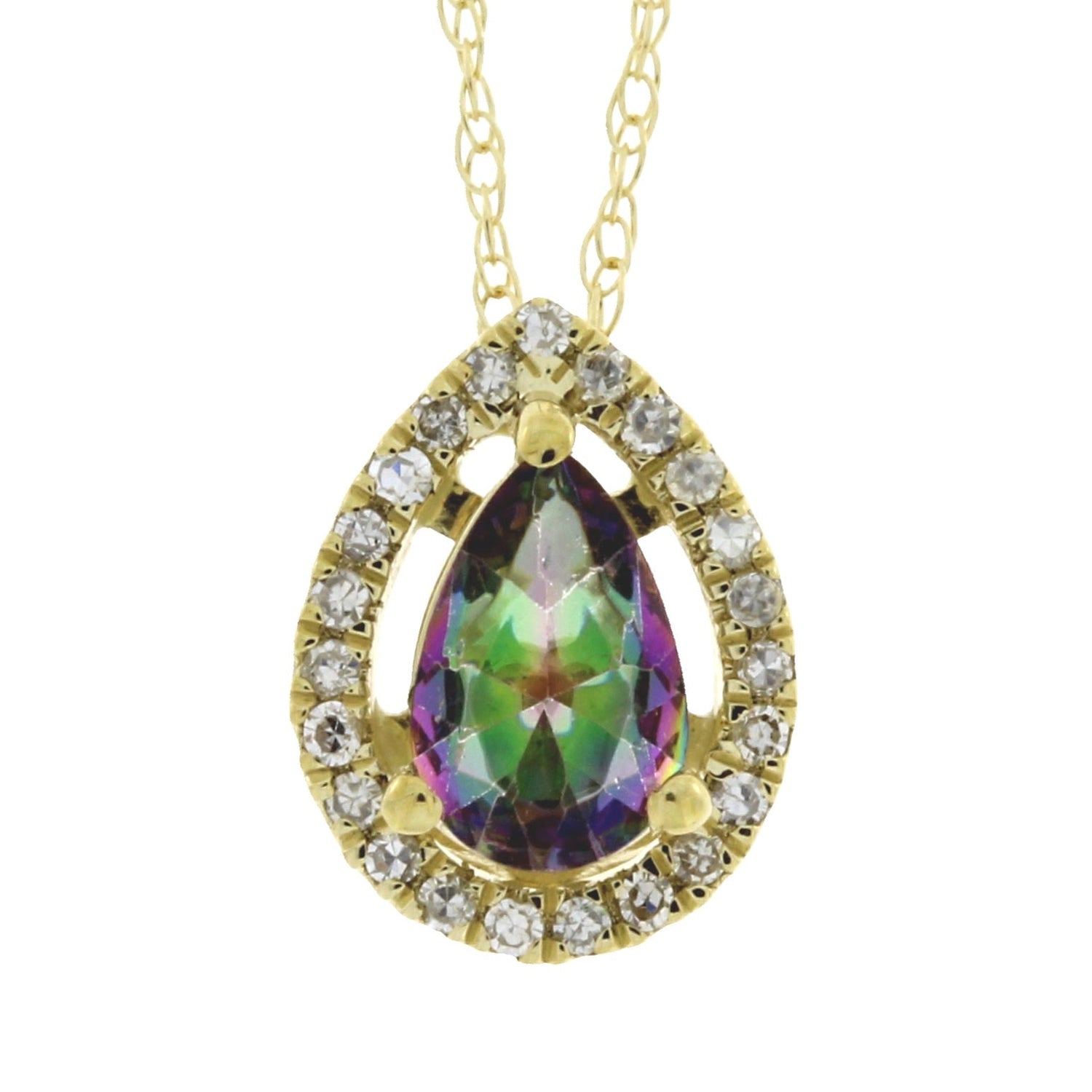 Treated Topaz Diamond Fashion Pendants 14KT Yellow Gold