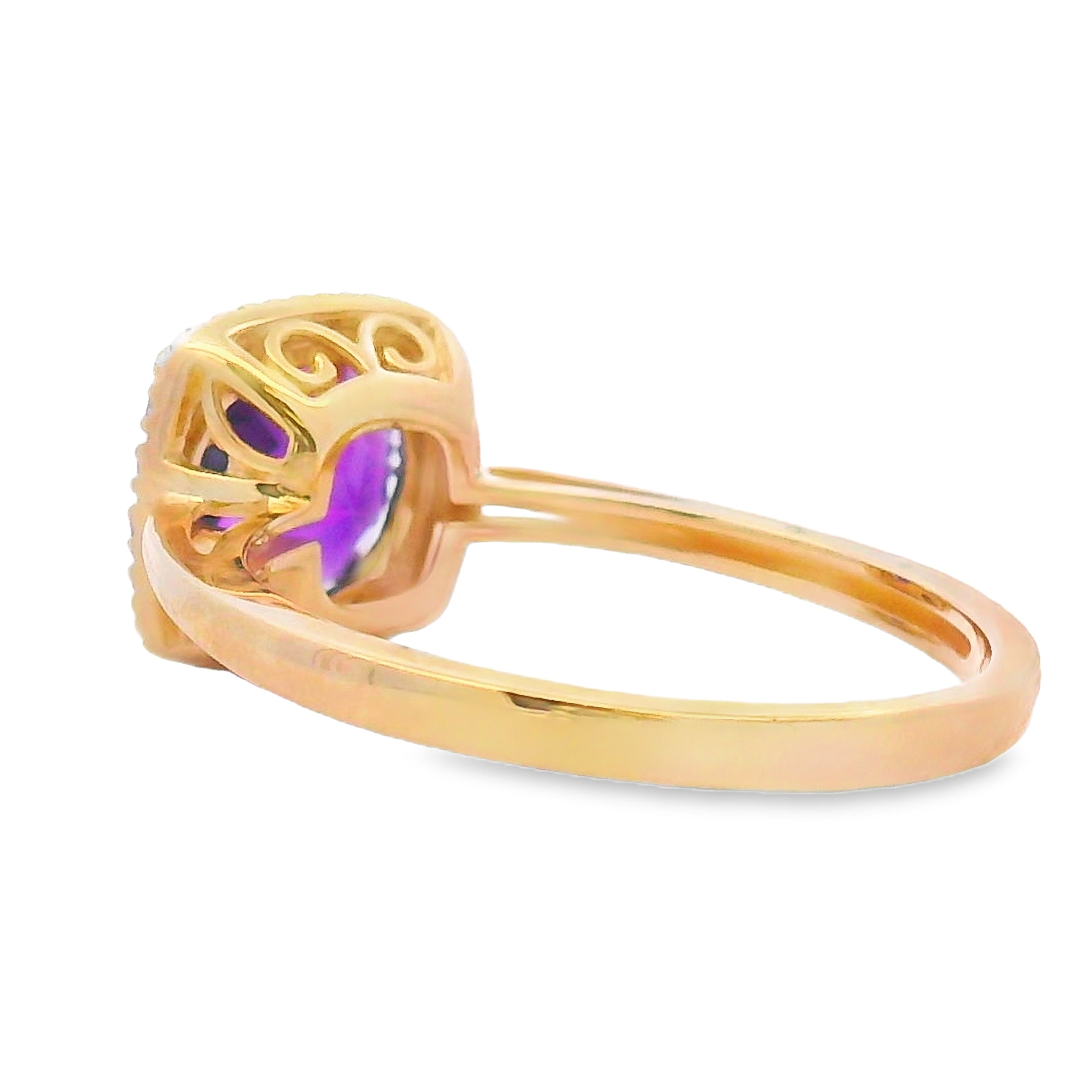 Genuine 1.34ct Amethyst Diamond Ring 10KT Yellow Gold by Bids.com