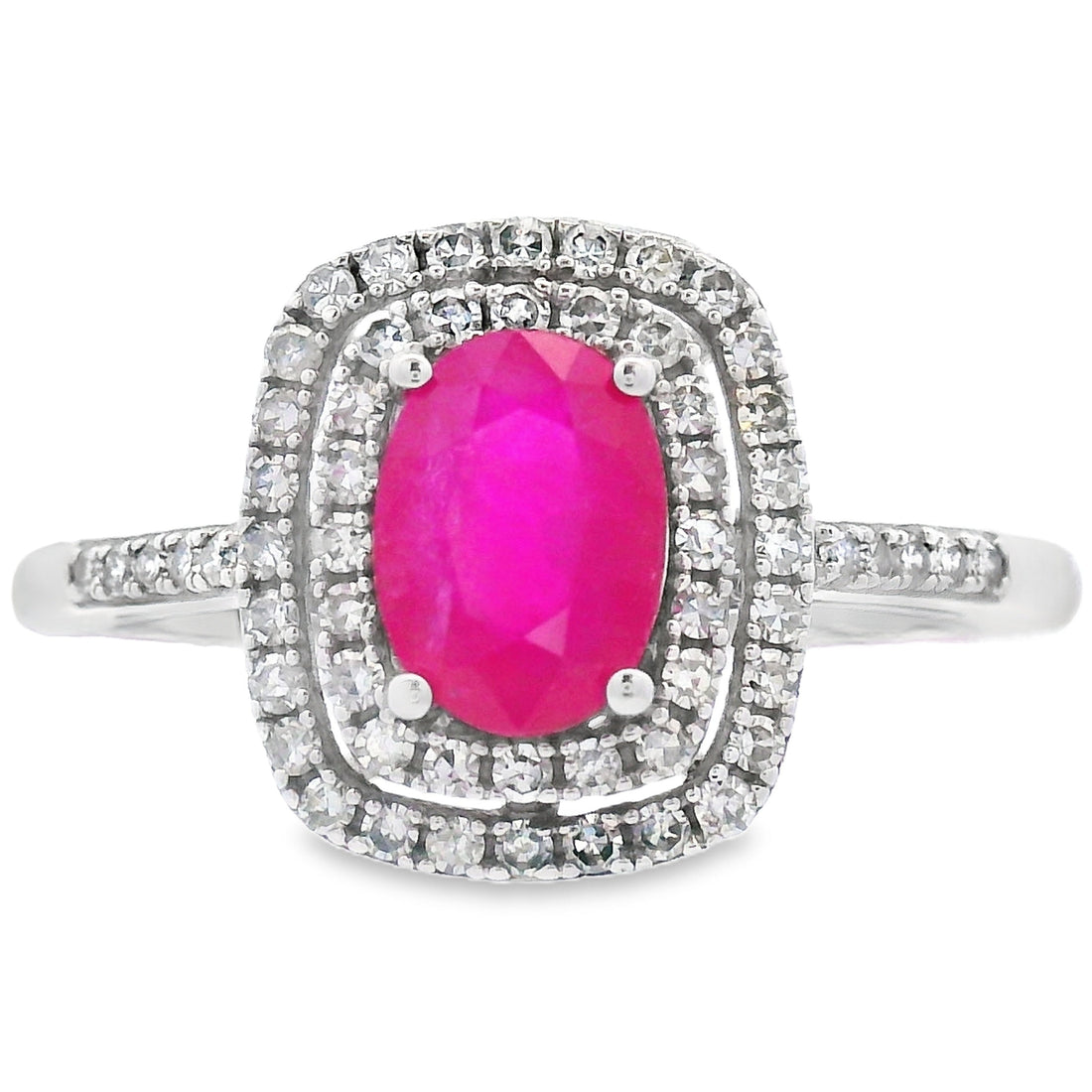 Genuine 1.29ct Ruby Diamond Ring 10KT White Gold by Bids.com