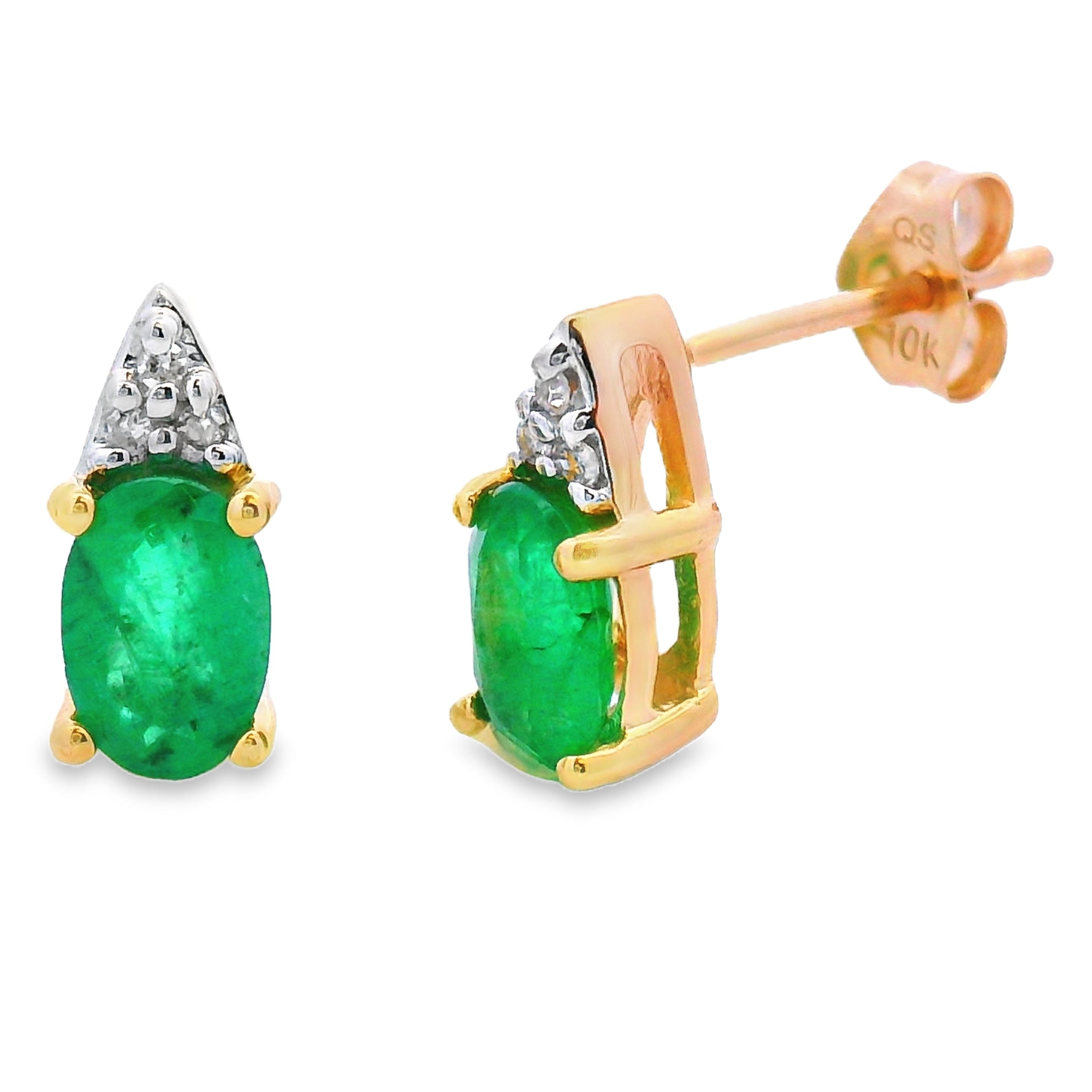 1.03ct Emerald Diamond Stud Earrings 10KT Yellow Gold by Bids.com