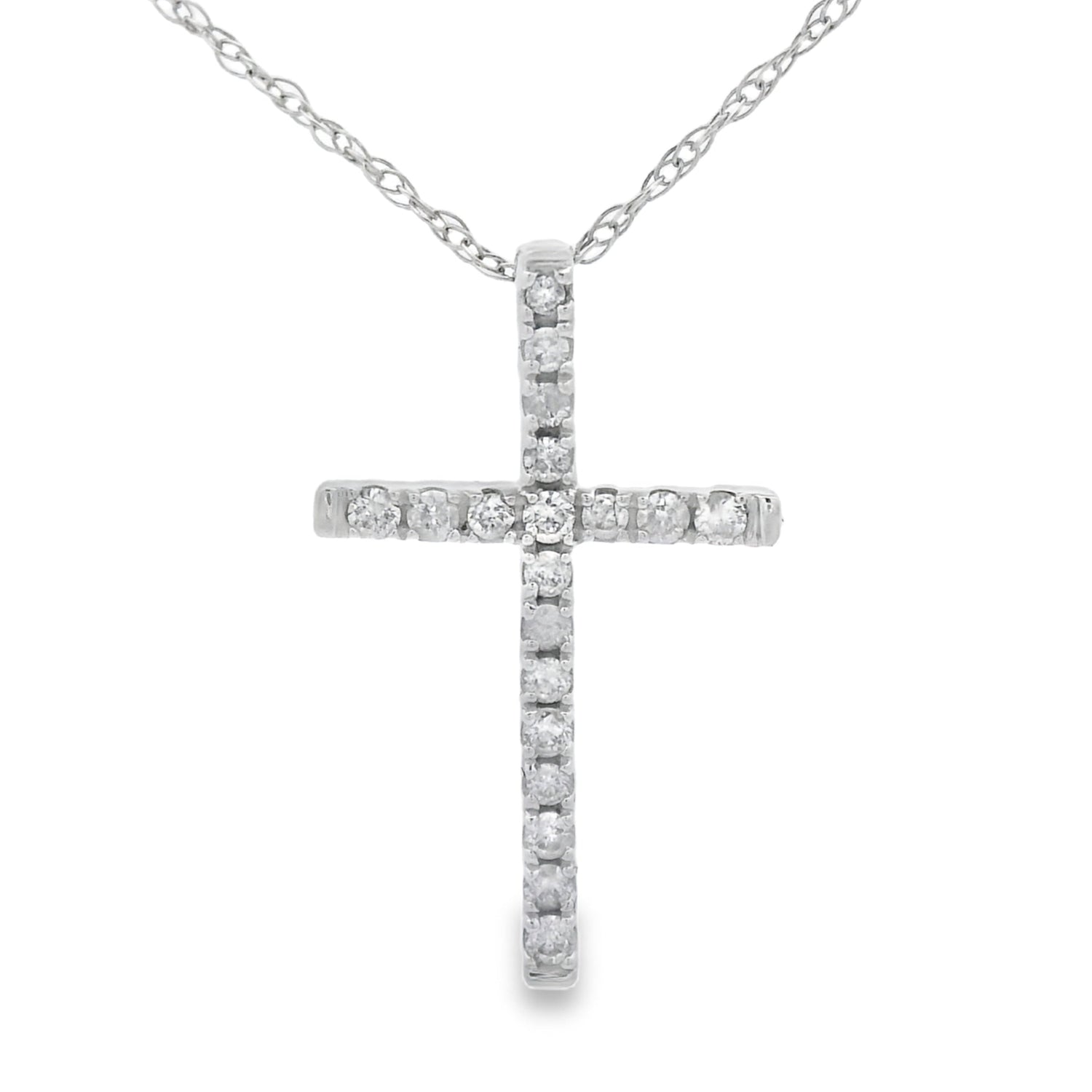 .11ct Diamond Cross Religious Pendant 14KT White Gold by Bids.com