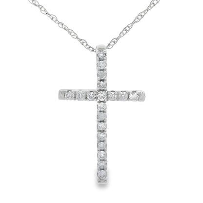 .11ct Diamond Cross Religious Pendant 14KT White Gold by Bids.com