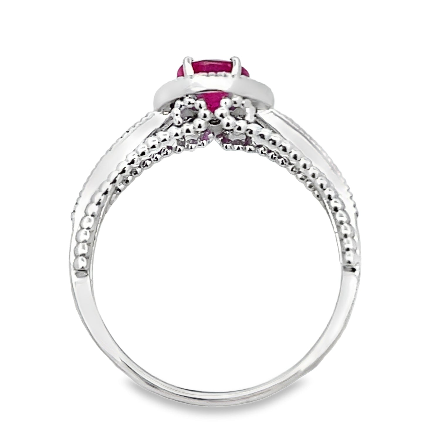 Genuine 1.35ct Ruby Diamond Ring 14KT White Gold by Bids.com