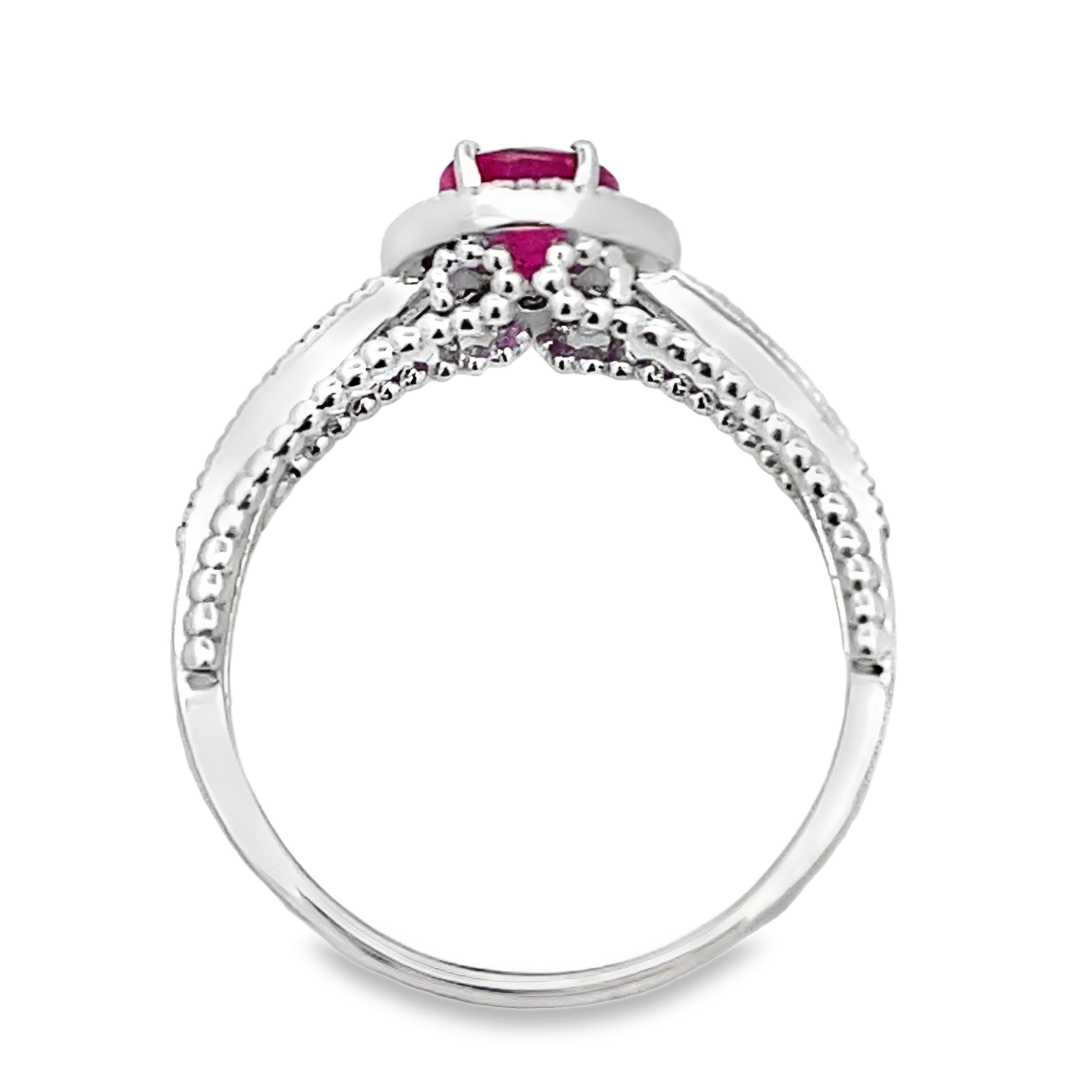 Genuine 1.35ct Ruby Diamond Ring 14KT White Gold by Bids.com