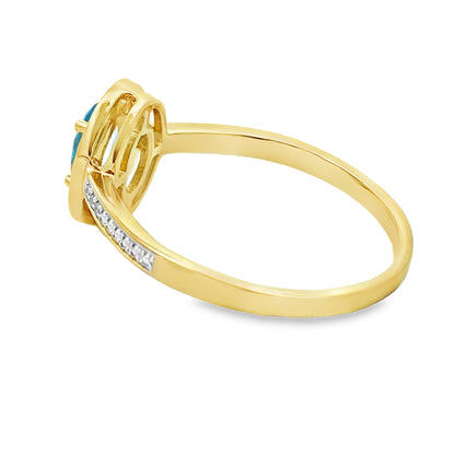 Genuine .49ct Blue Topaz Diamond Ring 10KT Yellow Gold by Bids.com