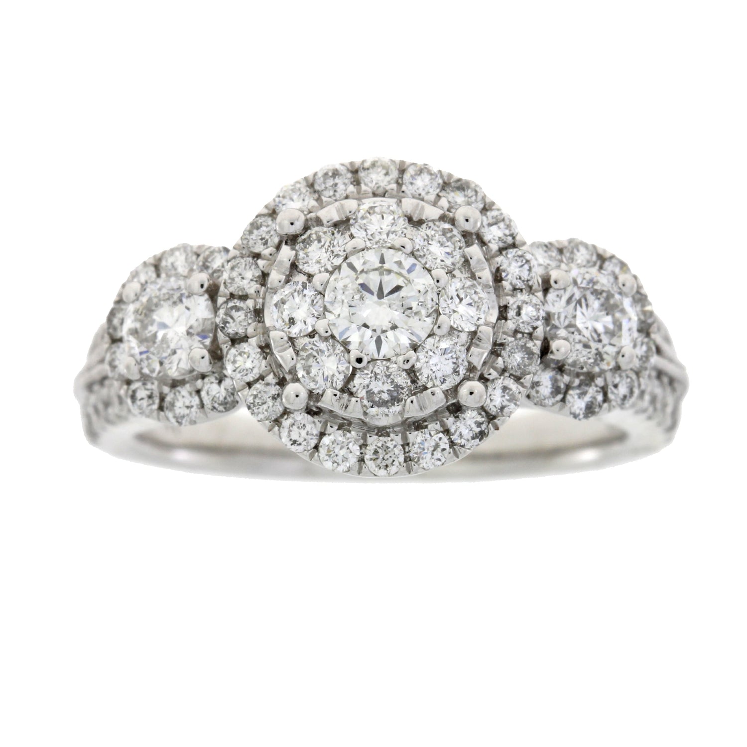 Natural 1.50ct Diamond 3 Stone Ring 14KT White Gold by Bids.com
