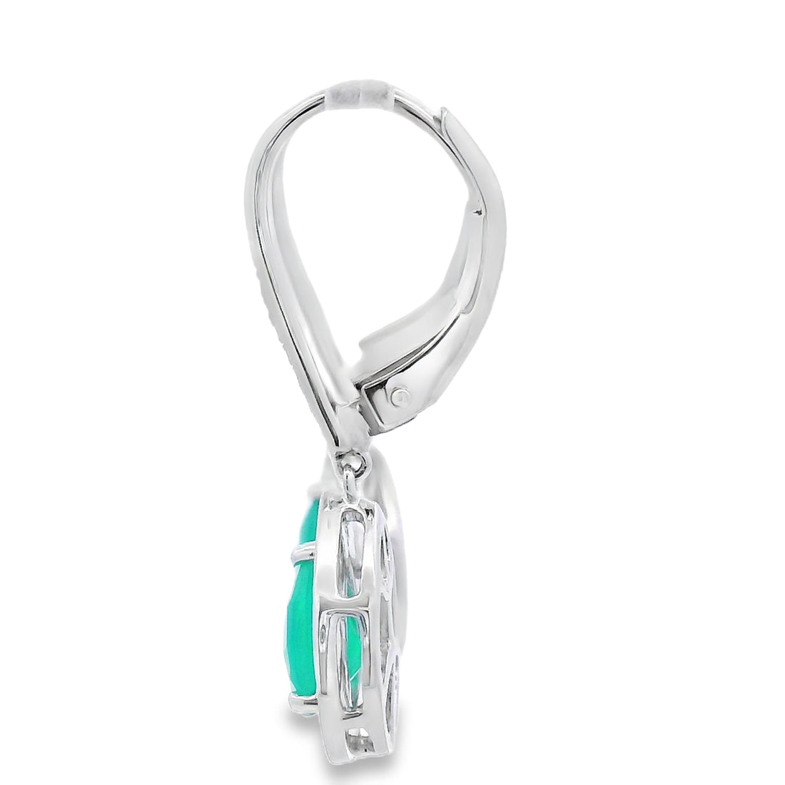 Chalcedony Diamond Dangle Earrings 10KT White Gold by Bids.com