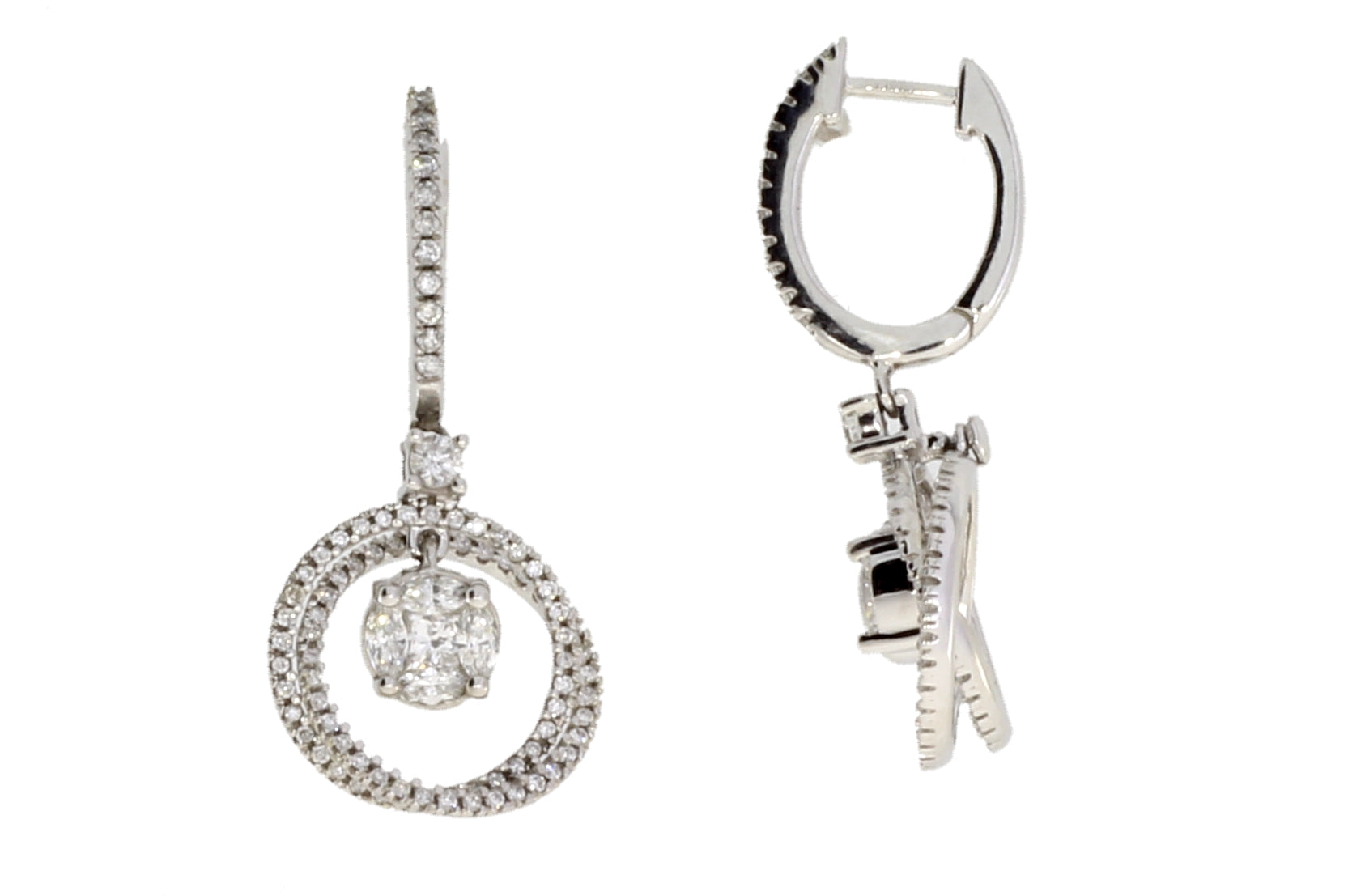 Genuine 1.00ct Diamond Dangle Earrings 14KT White Gold by Bids.com