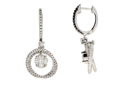 Genuine 1.00ct Diamond Dangle Earrings 14KT White Gold by Bids.com
