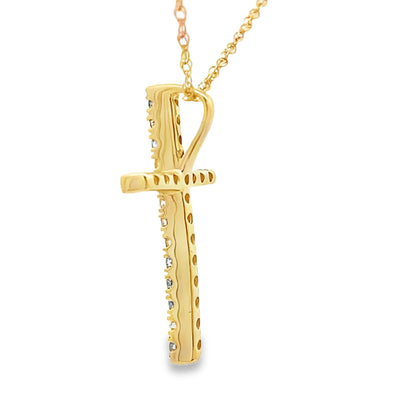 .13ct Diamond Cross Religious Pendant 14KT Yellow Gold by Bids.com