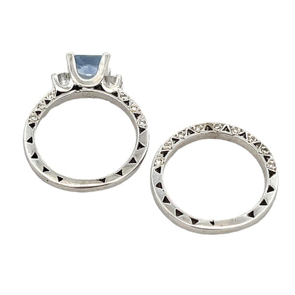 Antique Style Engagement Ring Set 14KT White Gold by Bids.com