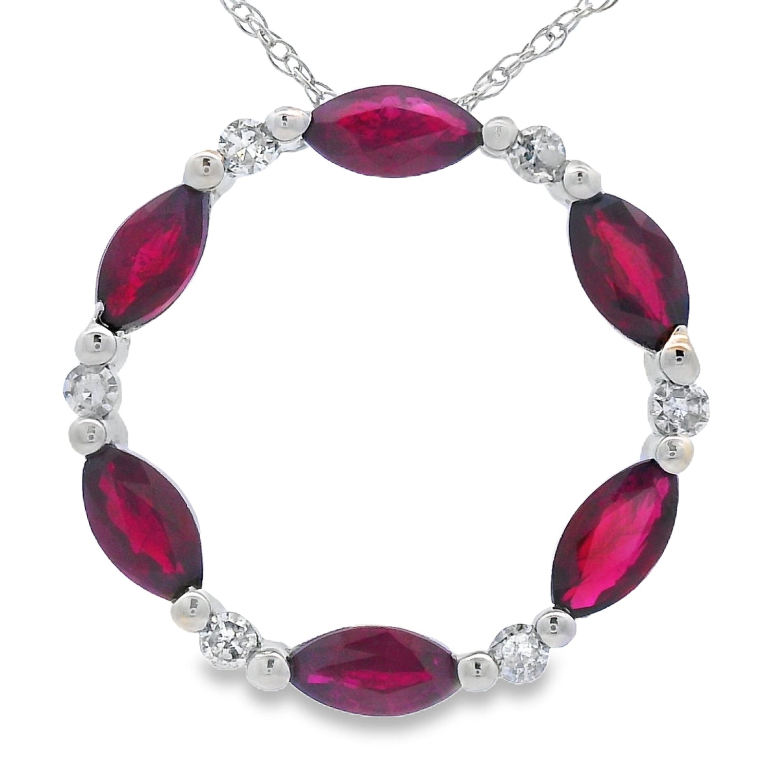 Ruby Diamond Circle of Love Pendant 10KT White Gold by Bids.com