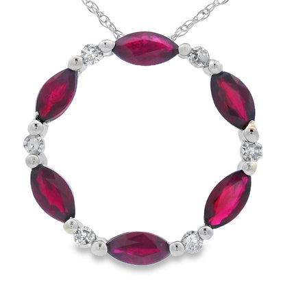 Ruby Diamond Circle of Love Pendant 10KT White Gold by Bids.com
