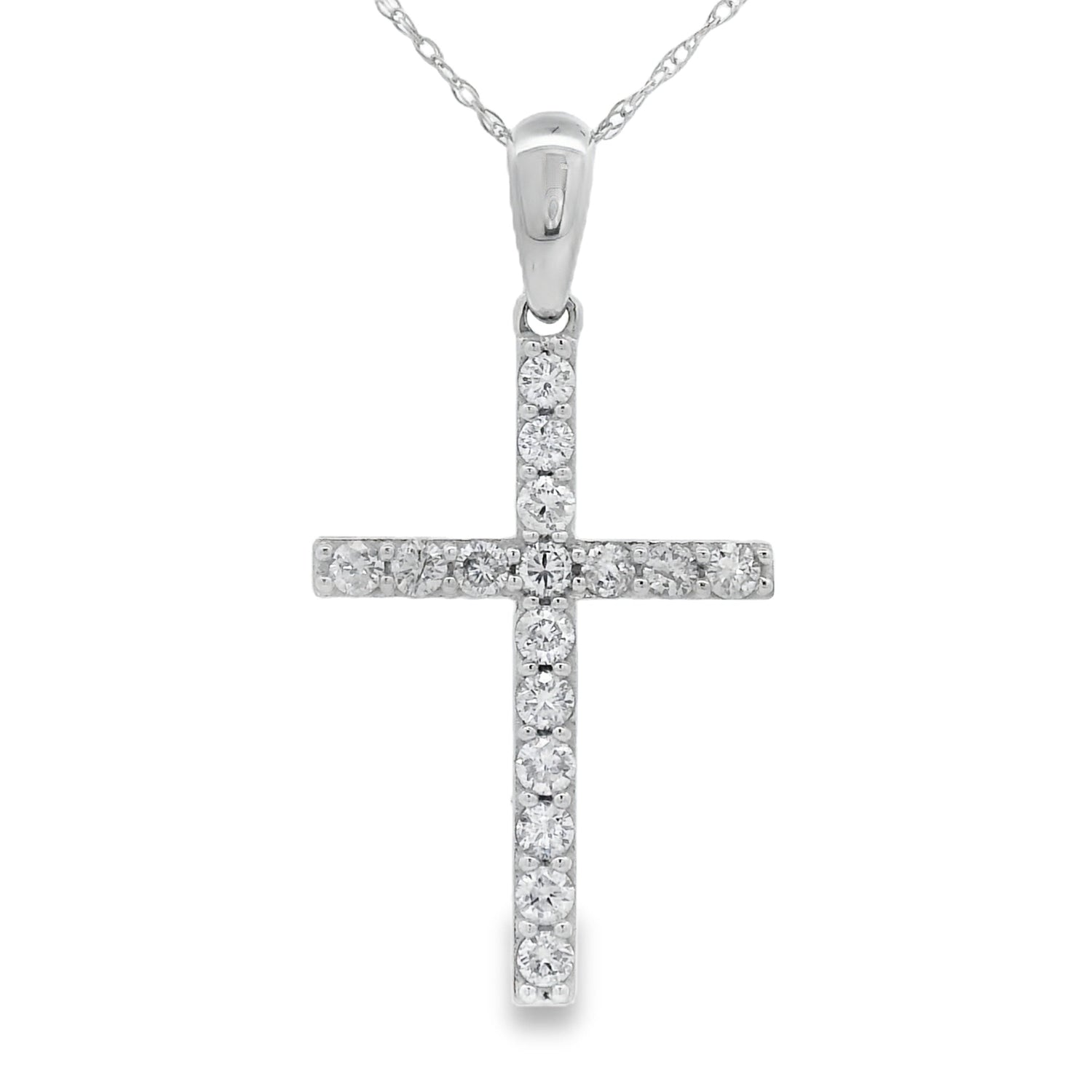 .45ct Diamond Cross Religious Pendant 14KT White Gold by Bids.com