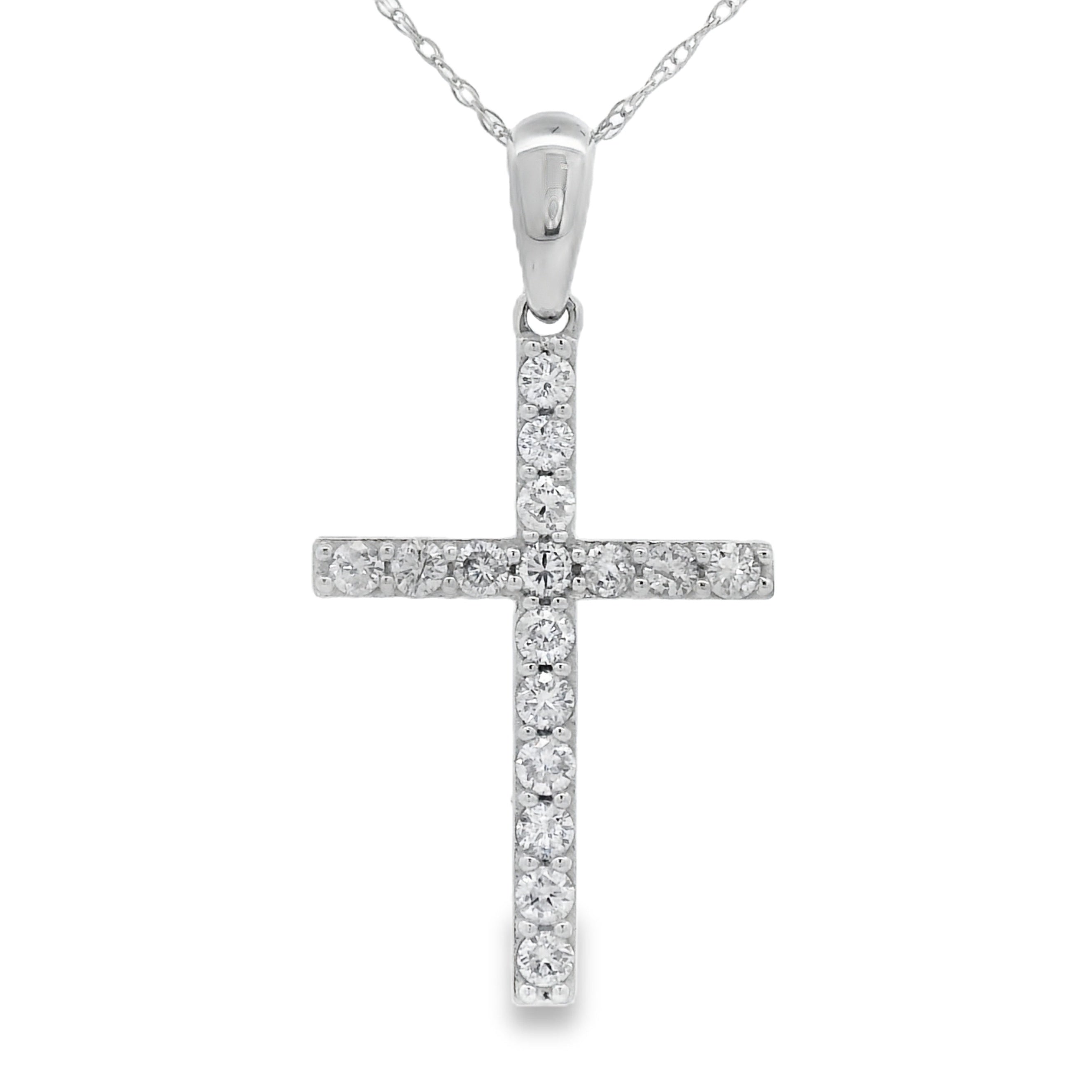 .45ct Diamond Cross Religious Pendant 14KT White Gold by Bids.com