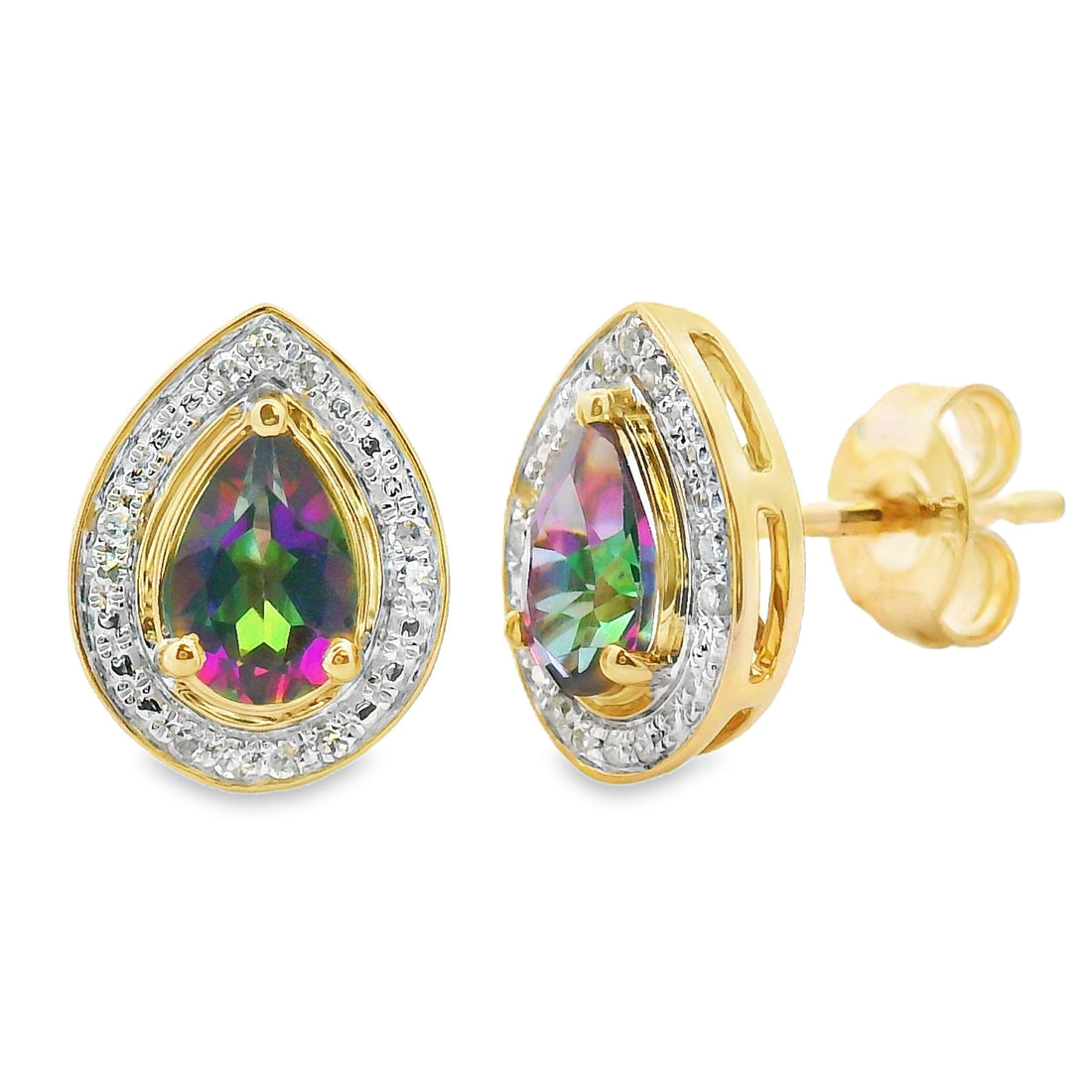 Mystic Fire Topaz Dangle Earrings 10KT Yellow Gold by Bids.com