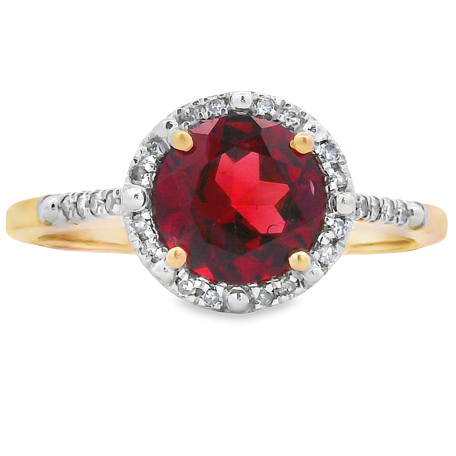 Genuine 1.75ct Garnet Diamond Ring 10KT Yellow Gold by Bids.com