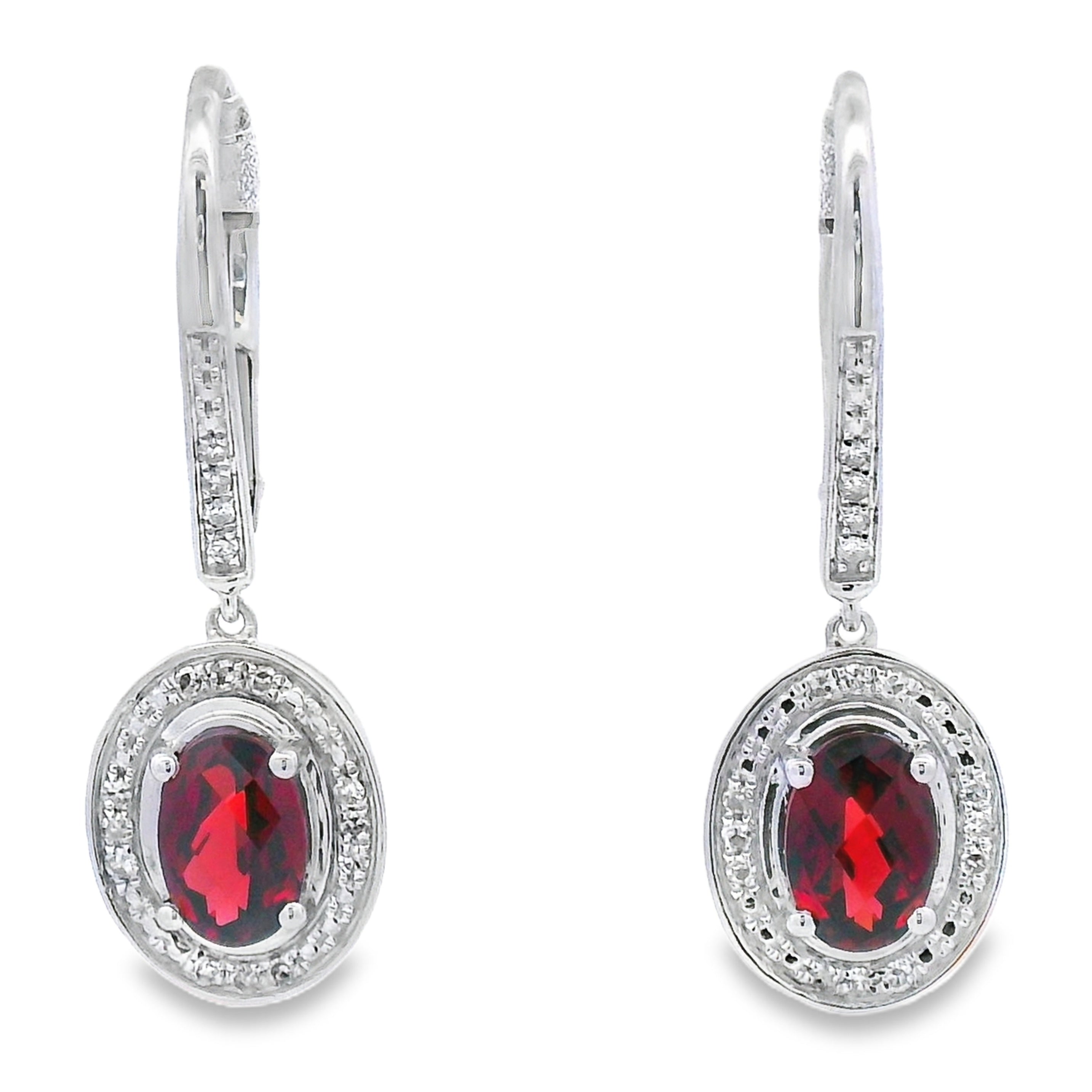 1.41ct Garnet Diamond Dangle Earrings 10KT White Gold by Bids.com