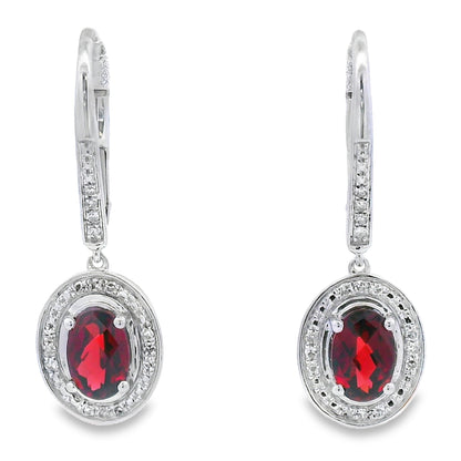 1.41ct Garnet Diamond Dangle Earrings 10KT White Gold by Bids.com