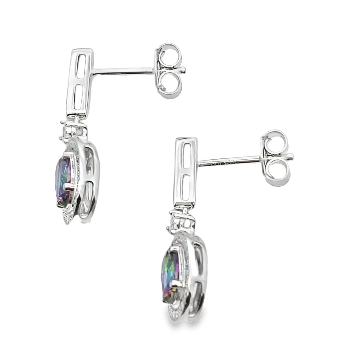 Mystic Fire Topaz Dangle Earrings 10KT White Gold by Bids.com