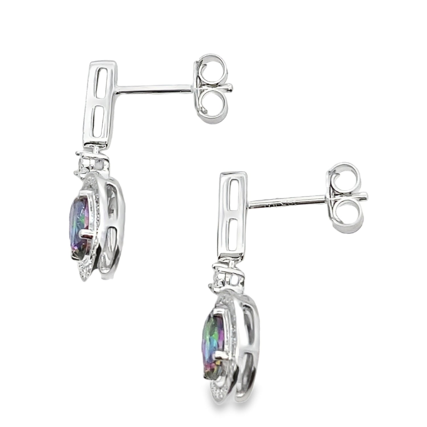 Mystic Fire Topaz Dangle Earrings 10KT White Gold by Bids.com