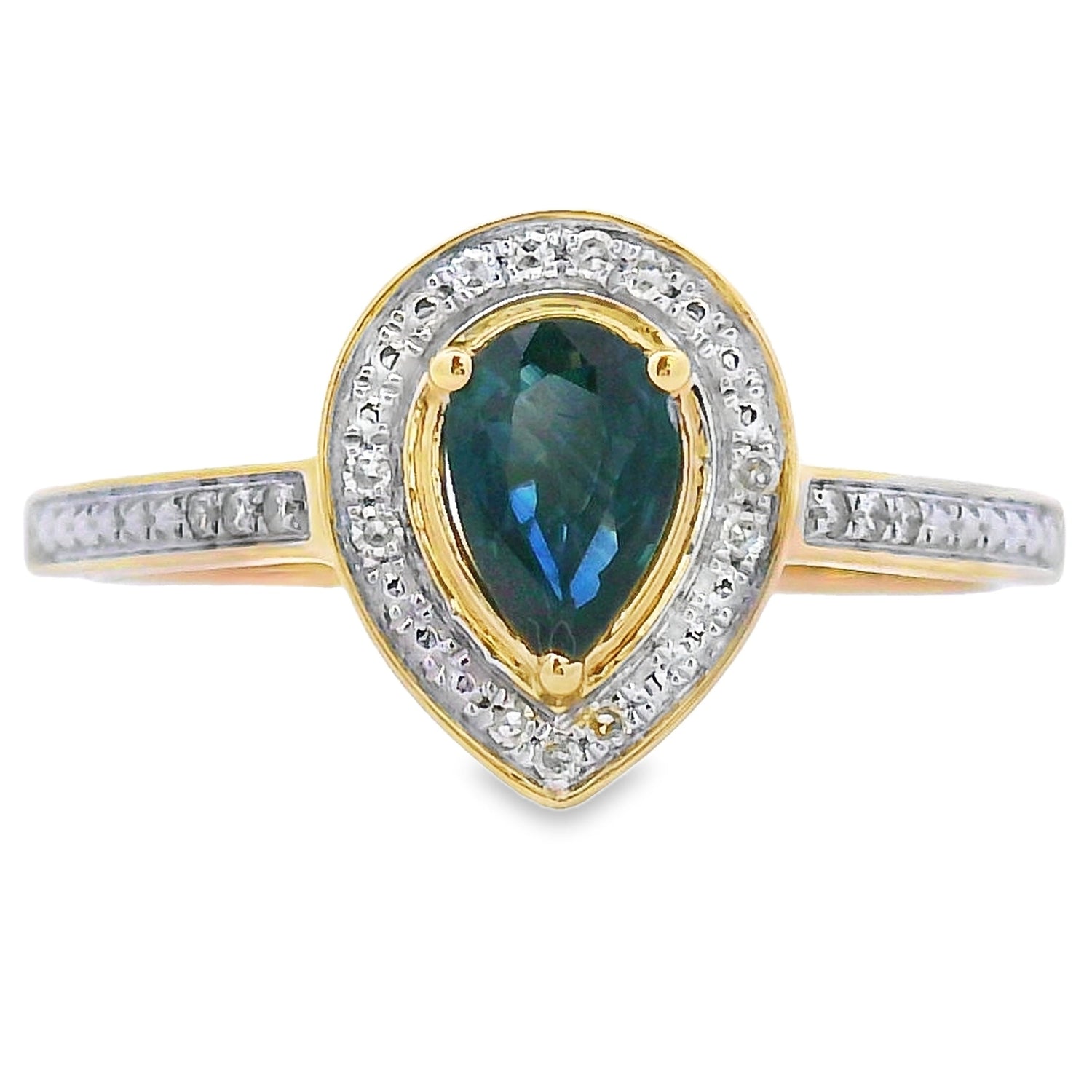 Natural .54ct Sapphire Diamond Ring 10KT Yellow Gold by Bids.com