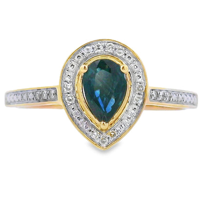 Natural .54ct Sapphire Diamond Ring 10KT Yellow Gold by Bids.com