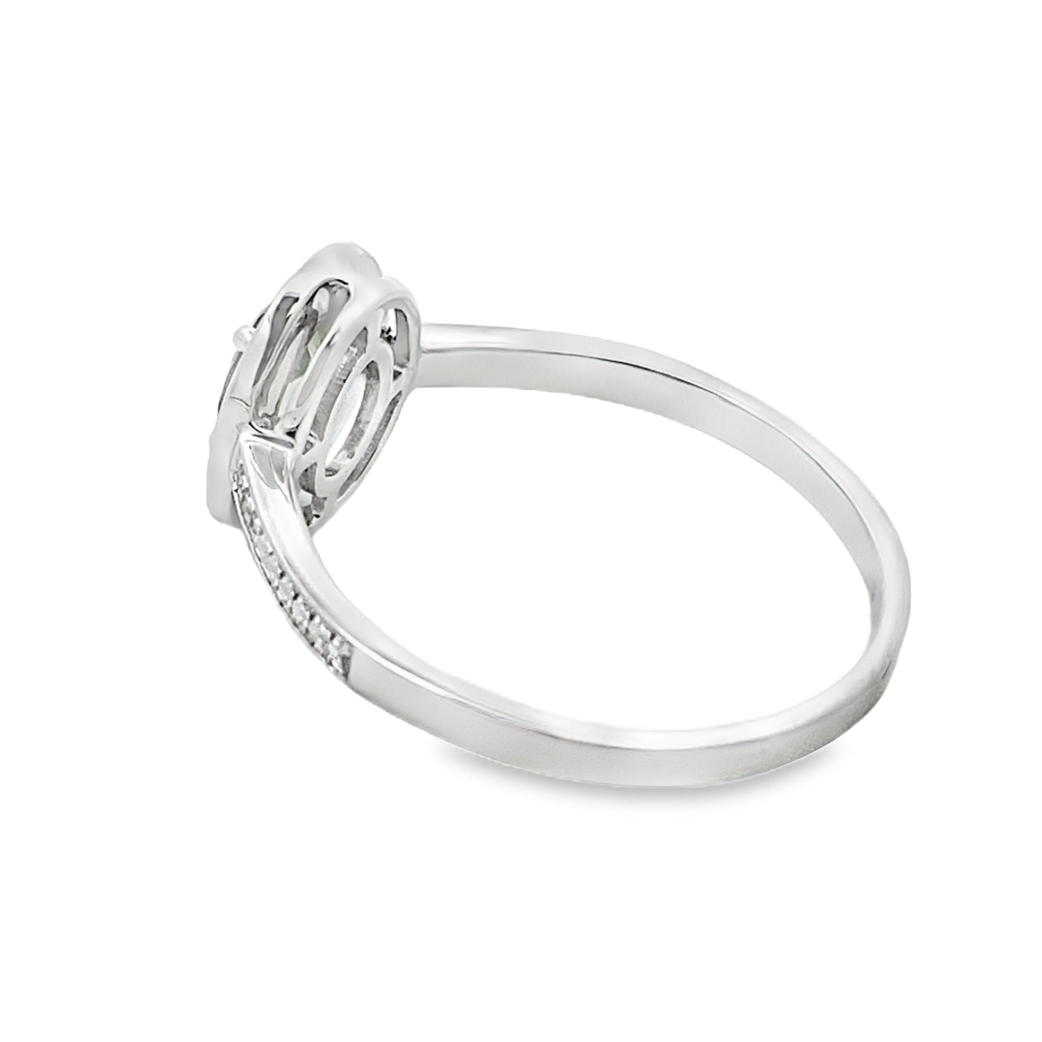 Natural .54ct Peridot Diamond Ring 10KT White Gold by Bids.com