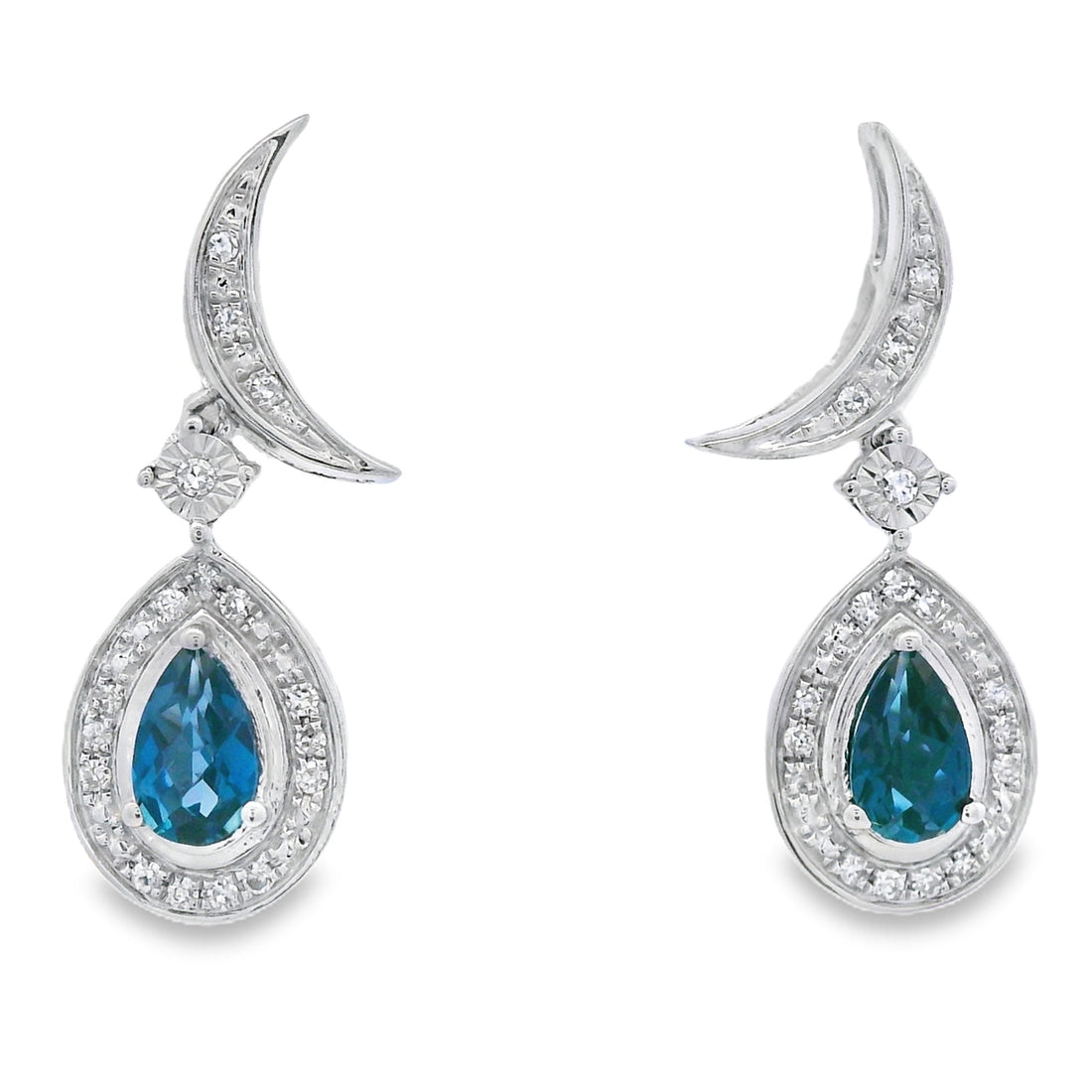 .59ct London Blue Topaz Dangle Earrings 10KT White Gold by Bids.com
