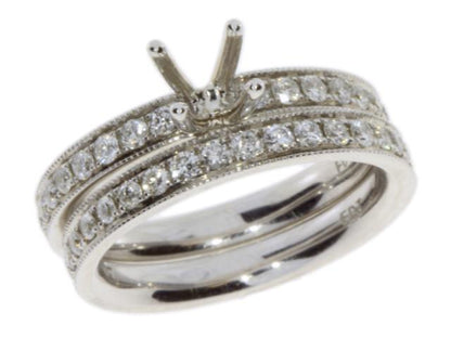 Diamond Semi Mount Engagement Ring 14KT White Gold by Bids.com