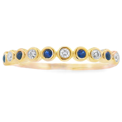 Sapphire Diamond stackable band set 14KT Yellow Gold