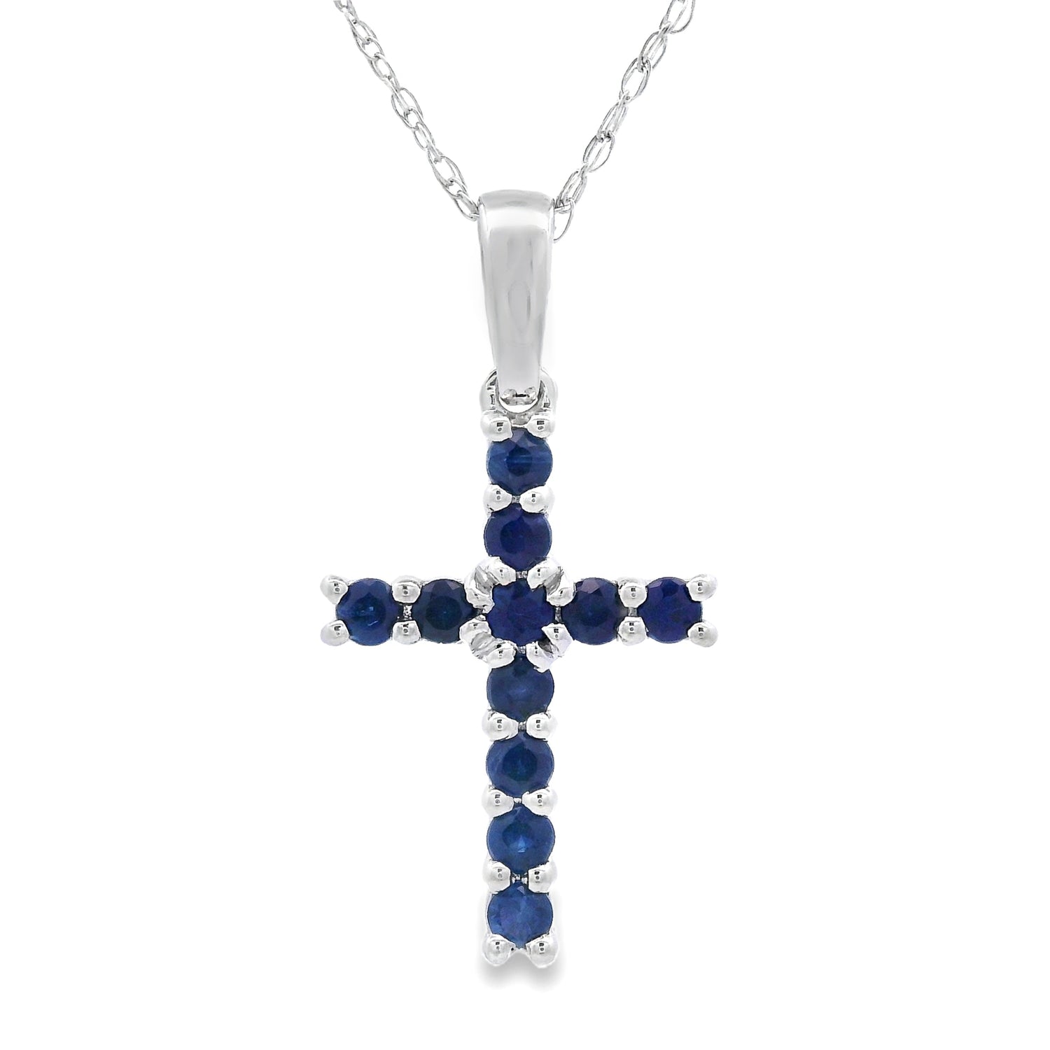 .29ct Sapphire Cross Religious Pendant 14KT White Gold by Bids.com