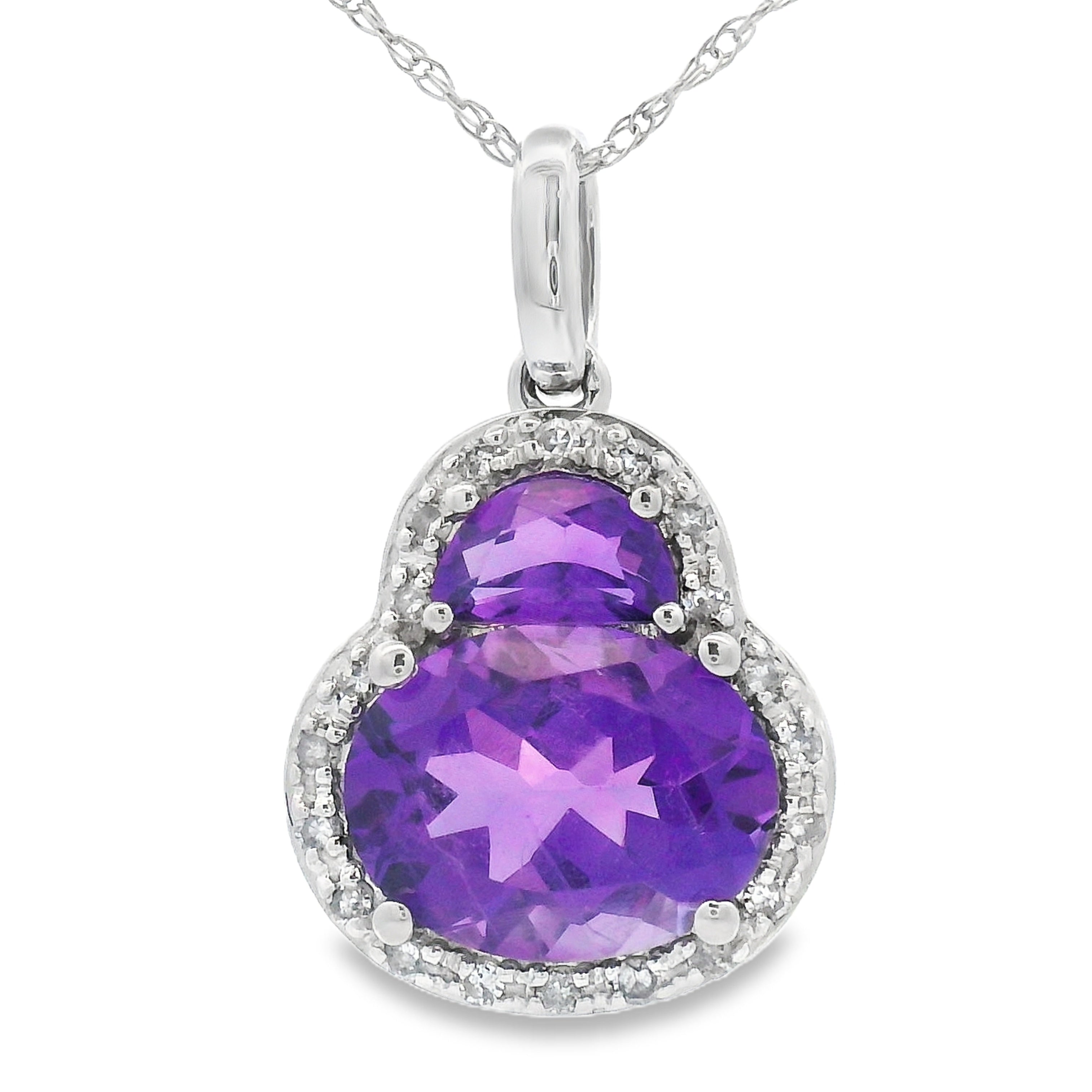 Amethyst Diamond Fashion Pendants 14KT White Gold by Bids.com