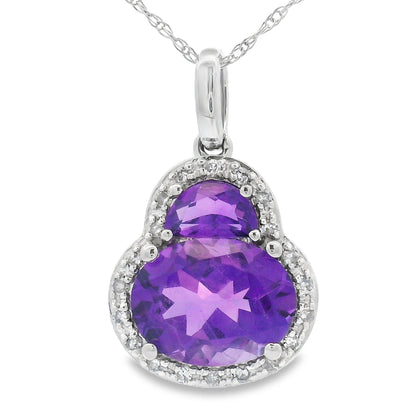 Amethyst Diamond Fashion Pendants 14KT White Gold by Bids.com