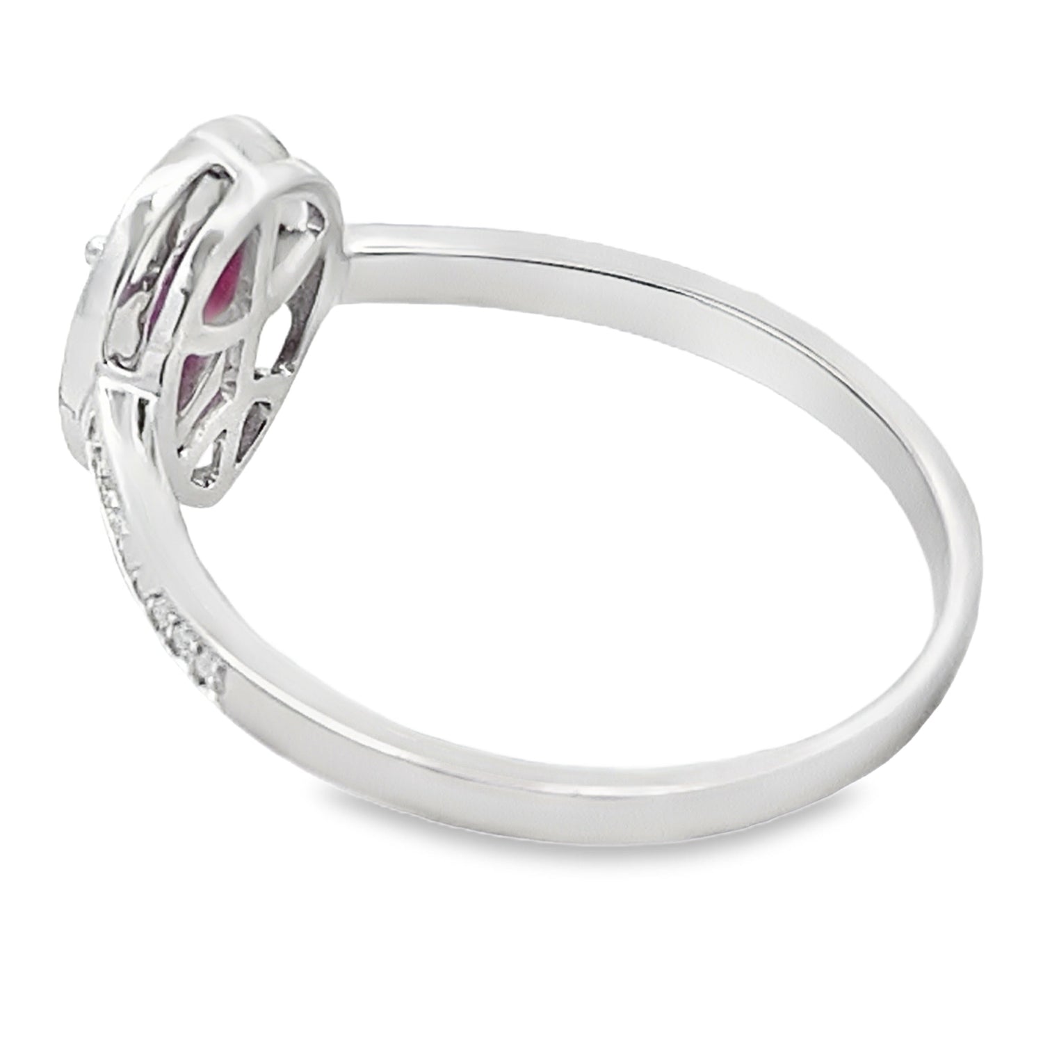 Natural .54ct Ruby Diamond Ring 10KT White Gold by Bids.com