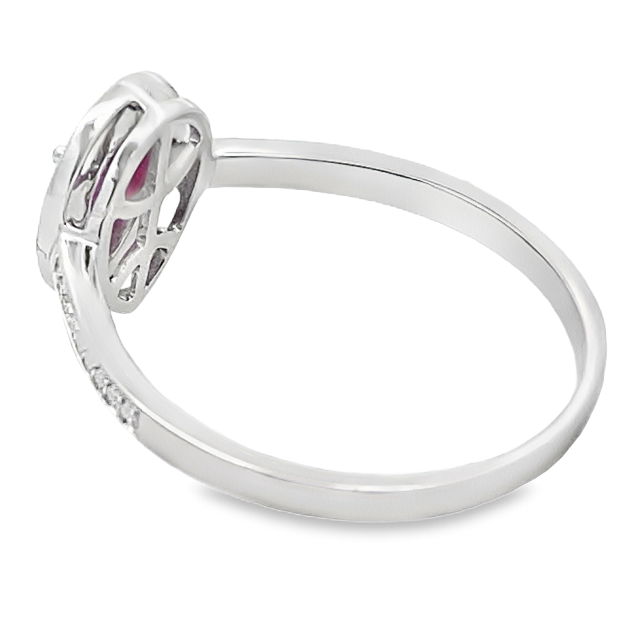Natural .54ct Ruby Diamond Ring 10KT White Gold by Bids.com