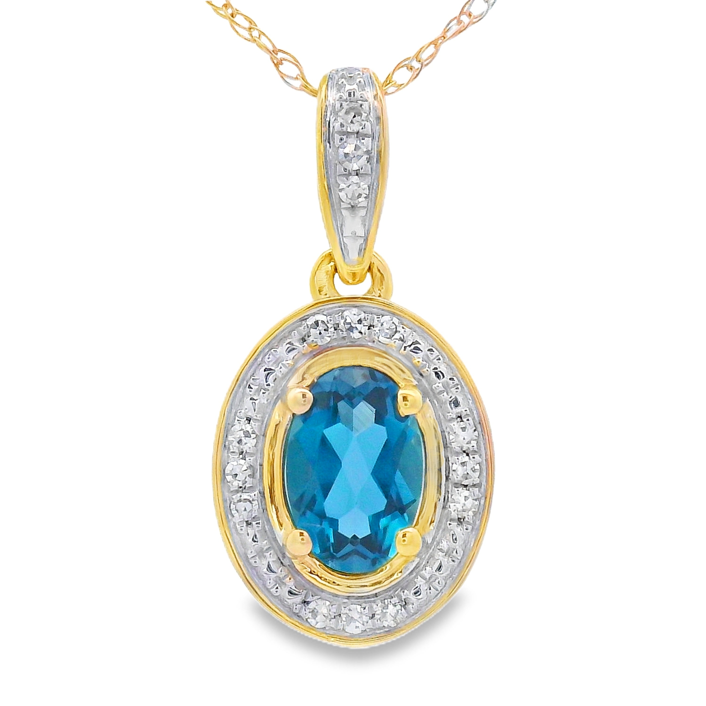 London Blue Topaz Fashion Pendants 10KT Yellow Gold by Bids.com