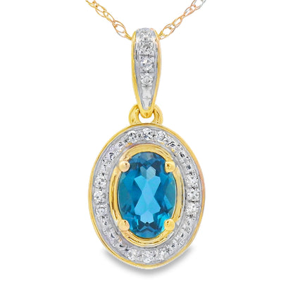 London Blue Topaz Fashion Pendants 10KT Yellow Gold by Bids.com