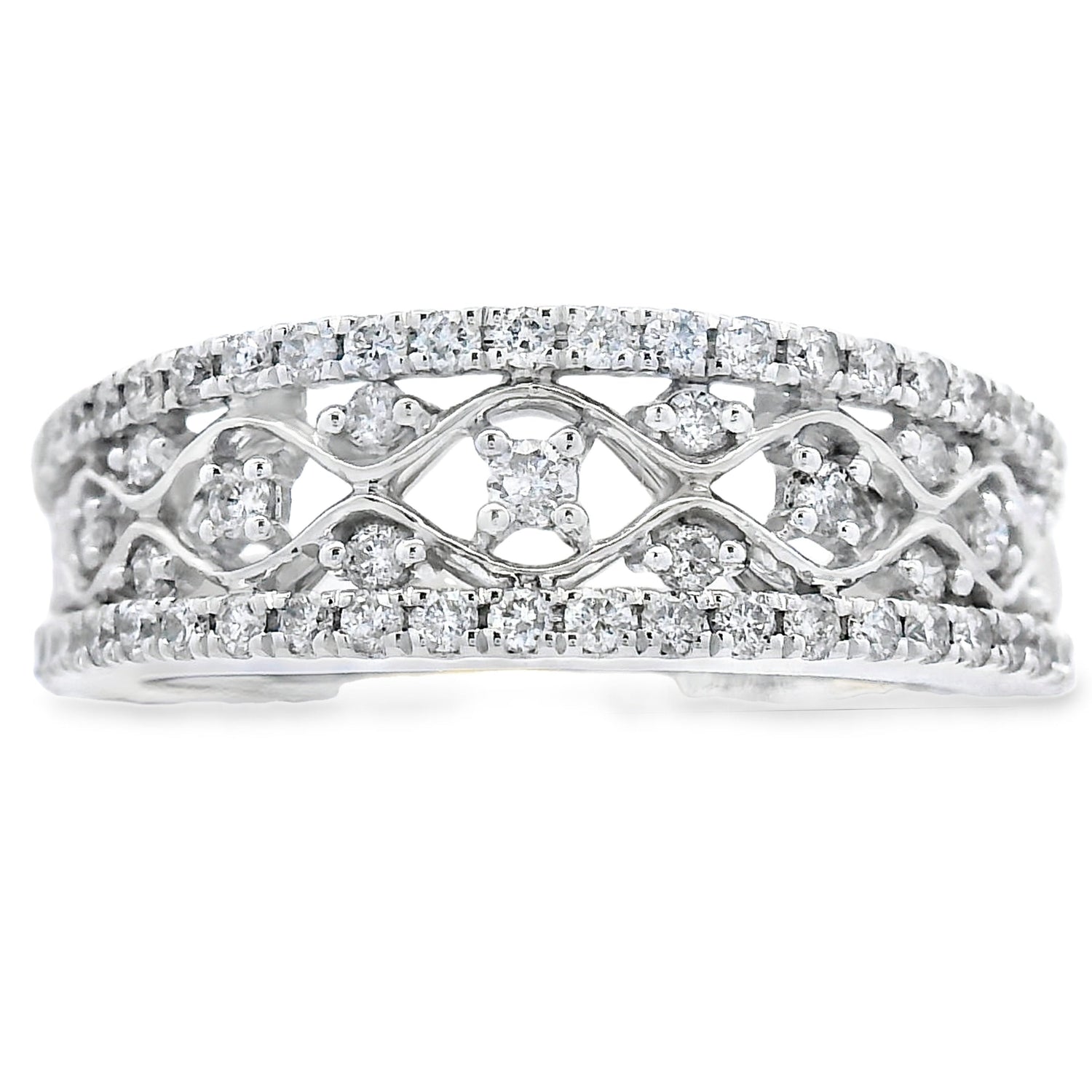 .50ct Diamond Fashion band rings 10KT White Gold by Bids.com
