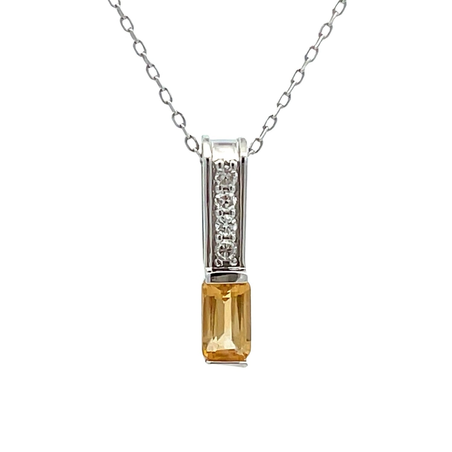 .06ct Citrine Diamond Fashion Pendants 10KT White Gold by Bids.com