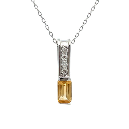 .06ct Citrine Diamond Fashion Pendants 10KT White Gold by Bids.com