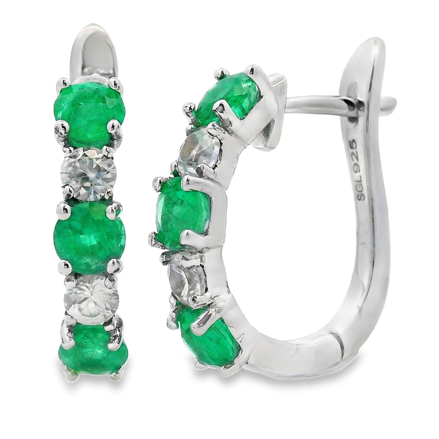 2.12ct Emerald Zircon Dangle Earrings Sterling Silver by Bids.com