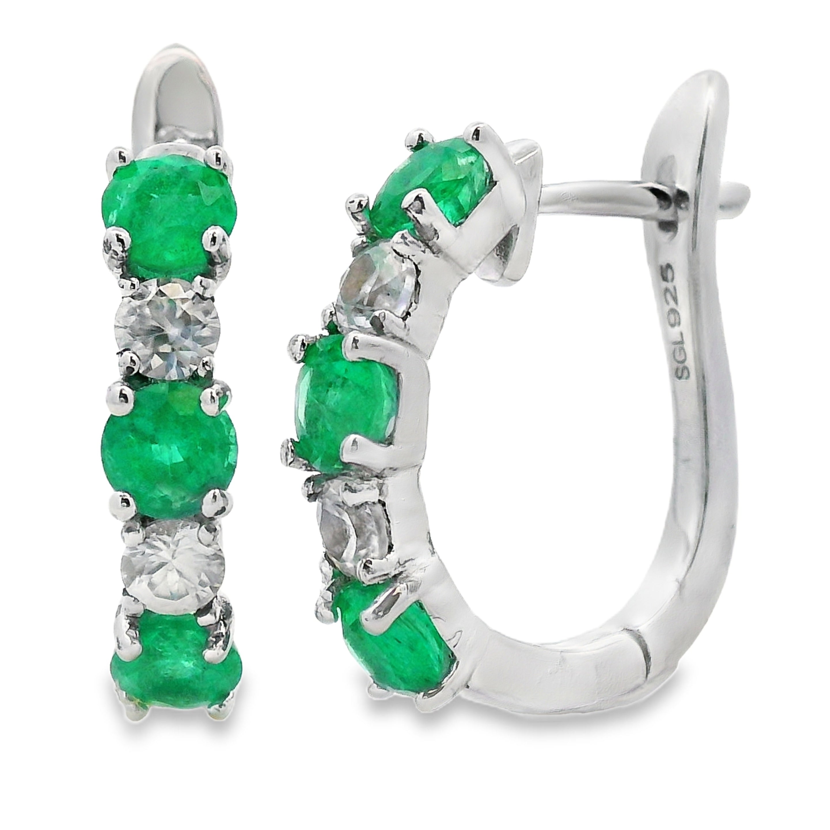 2.12ct Emerald Zircon Dangle Earrings Sterling Silver by Bids.com