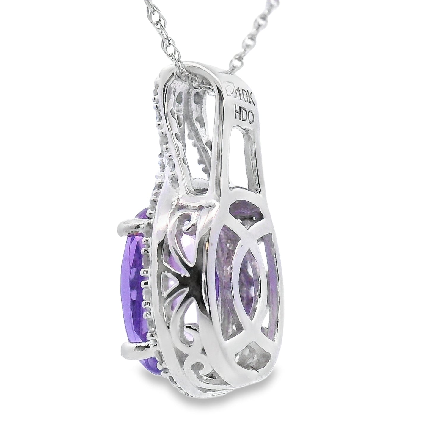 Amethyst Diamond Fashion Pendants 10KT White Gold by Bids.com