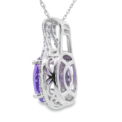 Amethyst Diamond Fashion Pendants 10KT White Gold by Bids.com