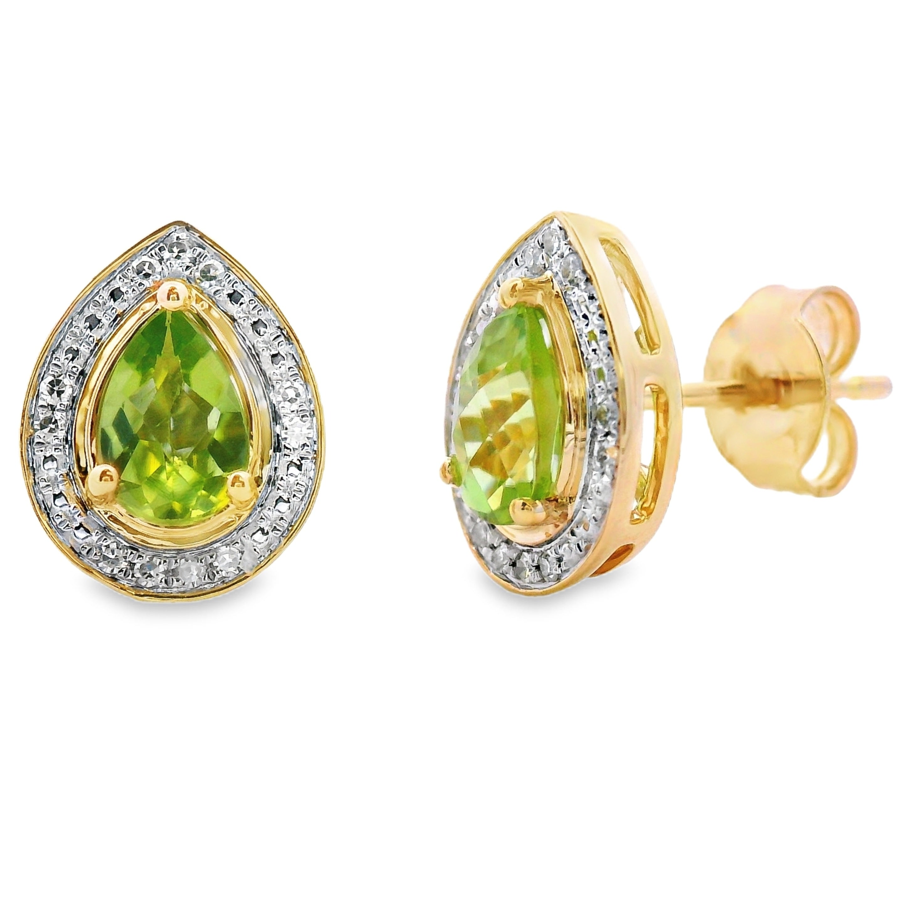 1.00ct Peridot Diamond Dangle Earrings 10KT Yellow Gold by Bids.com