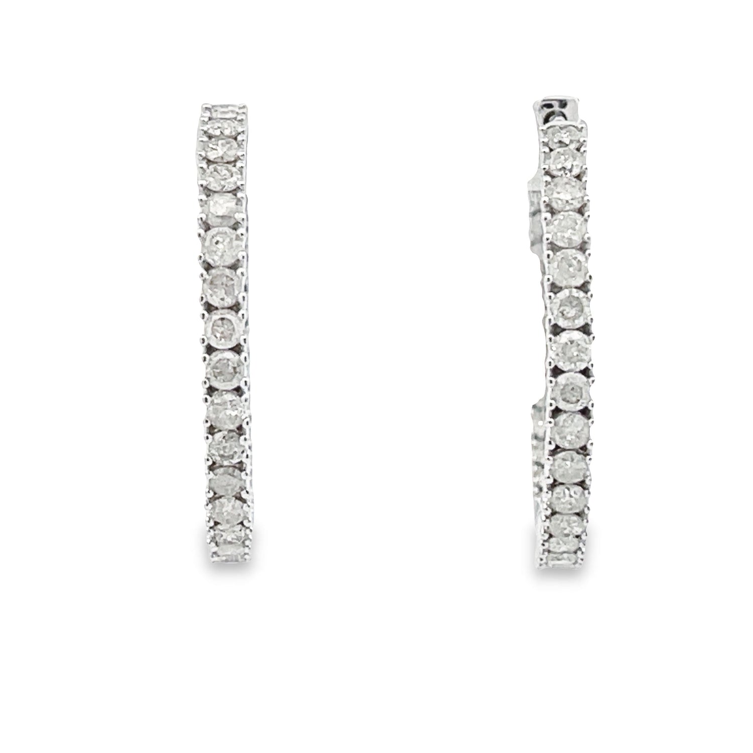 Genuine 1.53ct Diamond Hoop Earrings 10KT White Gold by Bids.com